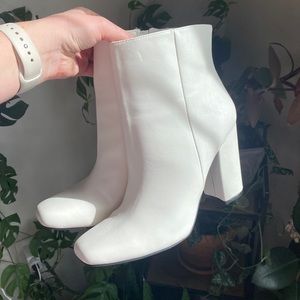 White heeled boots